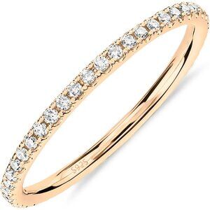 Simulated Diamond Stackable Ring Eternity Band for Women 14K Yellow Gold Plated